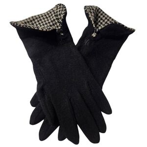 Lauren Ralph Lauren Wool & Cashmere Black Checked Gloves Size Small